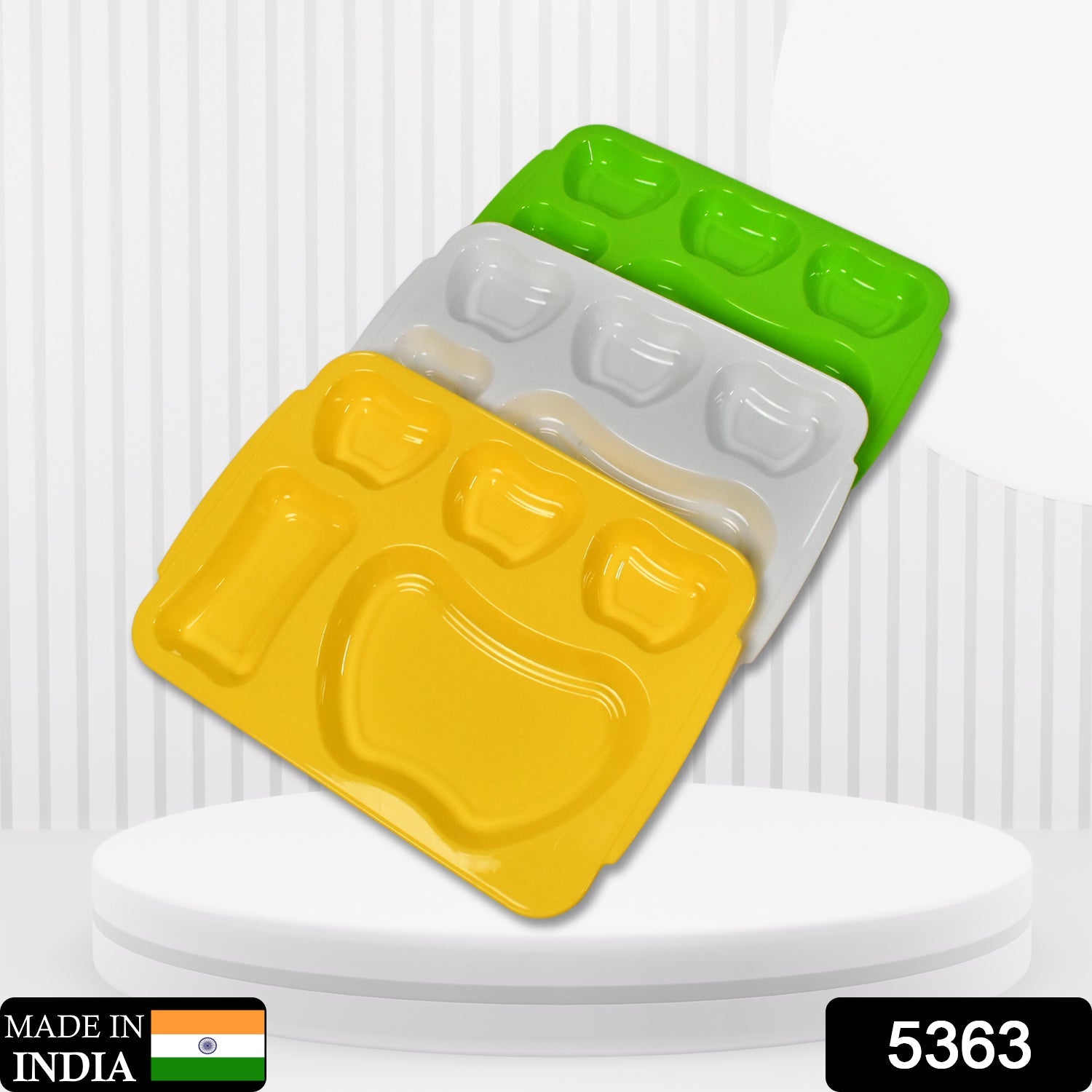 5363 Unbreakable Plastic Food Plates/Biodegradable 5 Compartment Square Plate for Food DeoDap 5363 Unbreakable Plastic Food Plates/Biodegradable 5 Compartment Square Plate for Food DeoDap